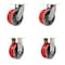 Service Caster 8'' Heavy Duty Red Poly on Cast Iron Wheel Caster Set 2 Swivel 2 Rigid, 4PK CRAN-SCC-KP92S830-PUR-RS-2-R-2 - alternate 1